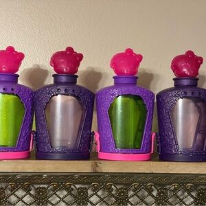 Set Of 4 Monster High Mystery Potions Bottle 6” Purple & Green Empty - No Dolls